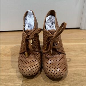 Tory Burch Brown Perforated Wedges
